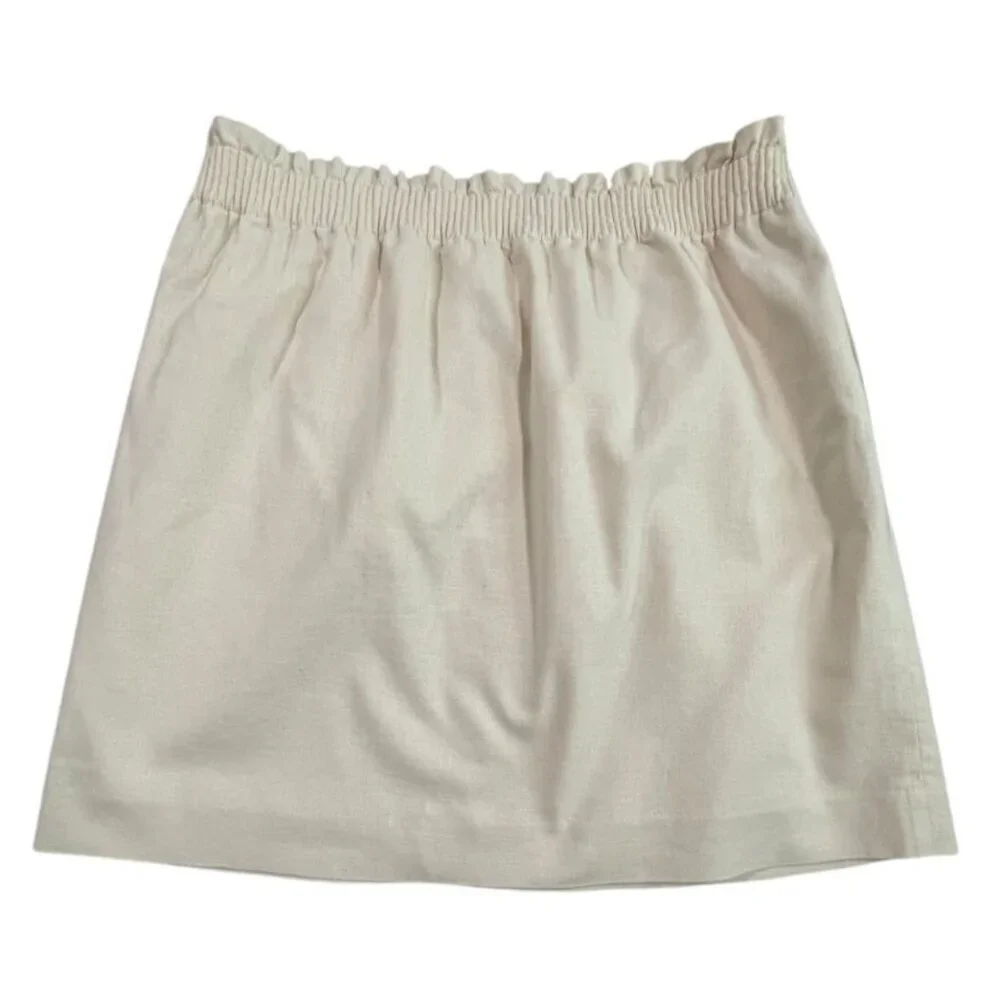 J. Crew Women's Dusty Ivory Linen/Cotton Lined A-Line City Skirt SIZE-14 - Picture 3 of 5
